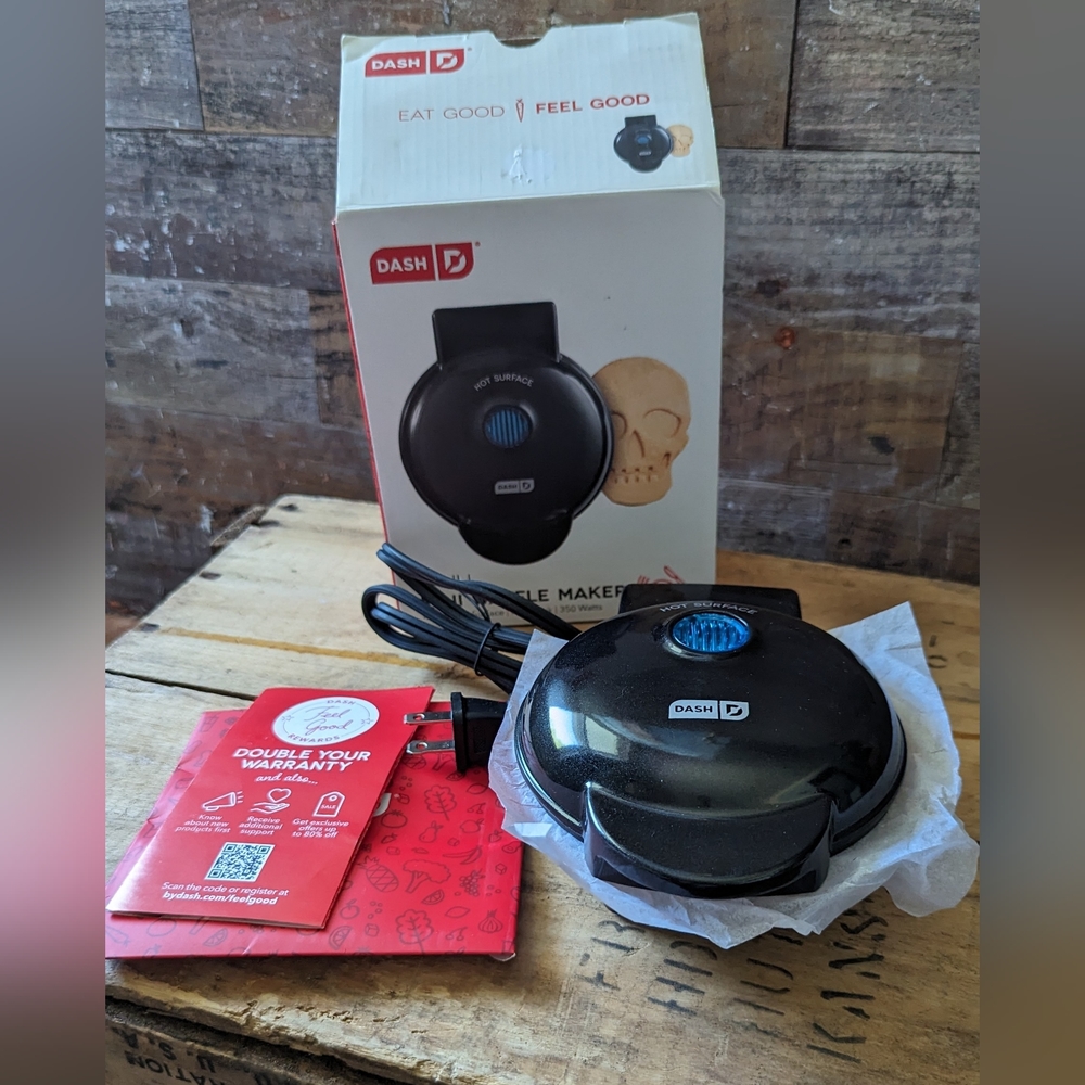New in Box Dash Mini Skull Electric Waffle Maker